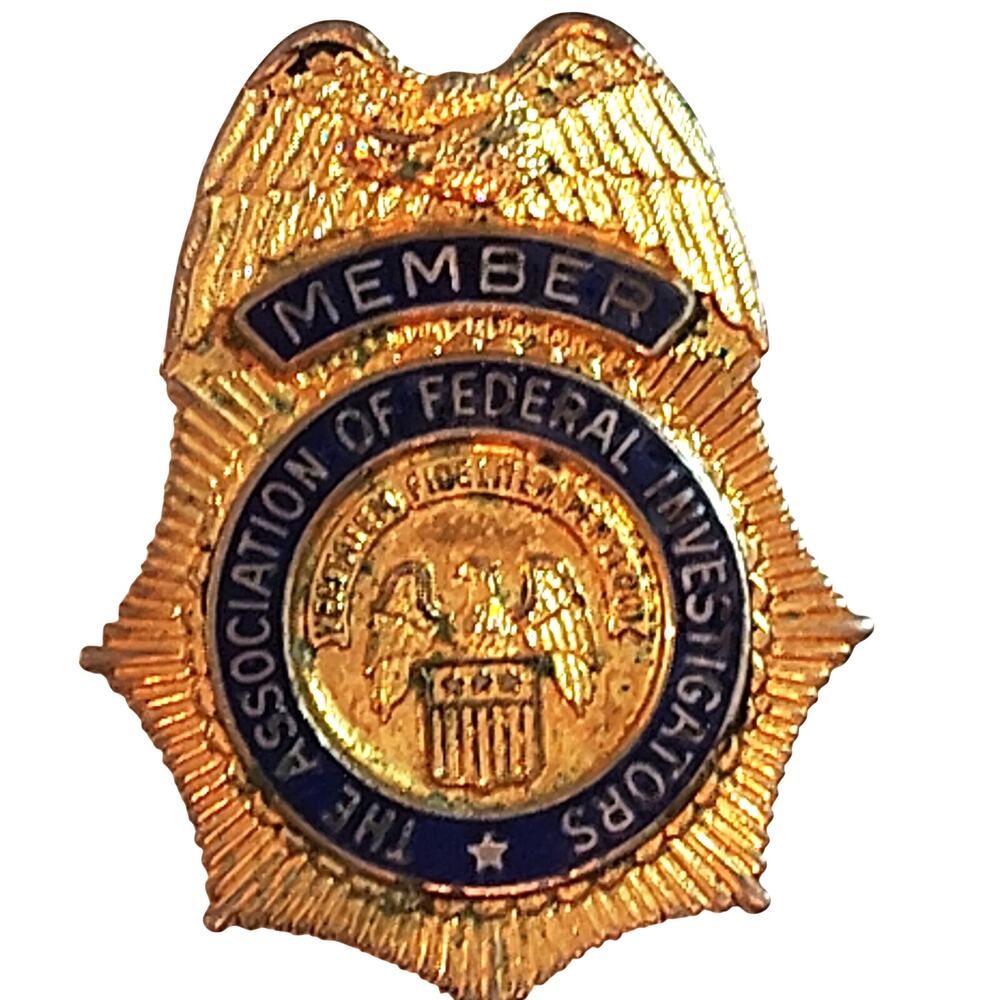 Vintage Association of Federal Investigators Member Badge Clip Gold Blue